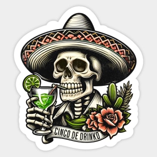 Cinco De Mayo Skull Sticker